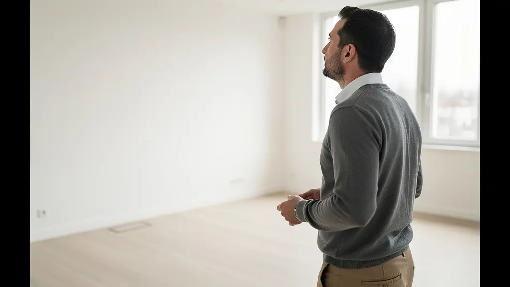 Agent immobilier inspectant une pièce lors d'une estimation à Montpellier