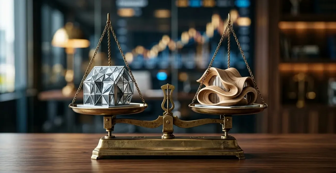 Comparaison visuelle entre un taux fixe et un taux variable pour un crédit immobilier dans un contexte de marché instable