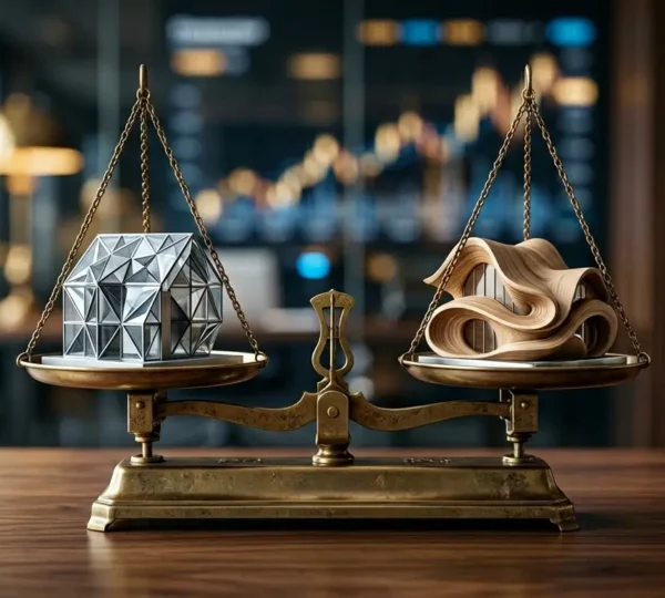Comparaison visuelle entre un taux fixe et un taux variable pour un crédit immobilier dans un contexte de marché instable