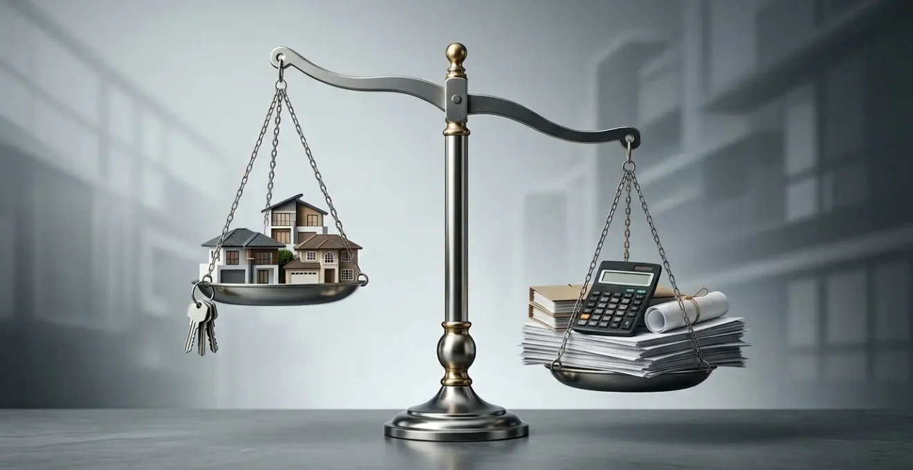 Scène représentant l'équilibre des forces entre acheteurs et vendeurs sur le marché immobilier