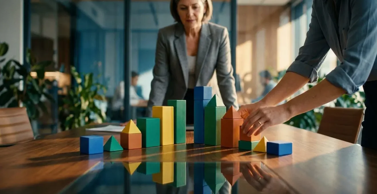 Agent immobilier présentant un rapport d'activité avec graphiques et statistiques à un vendeur
