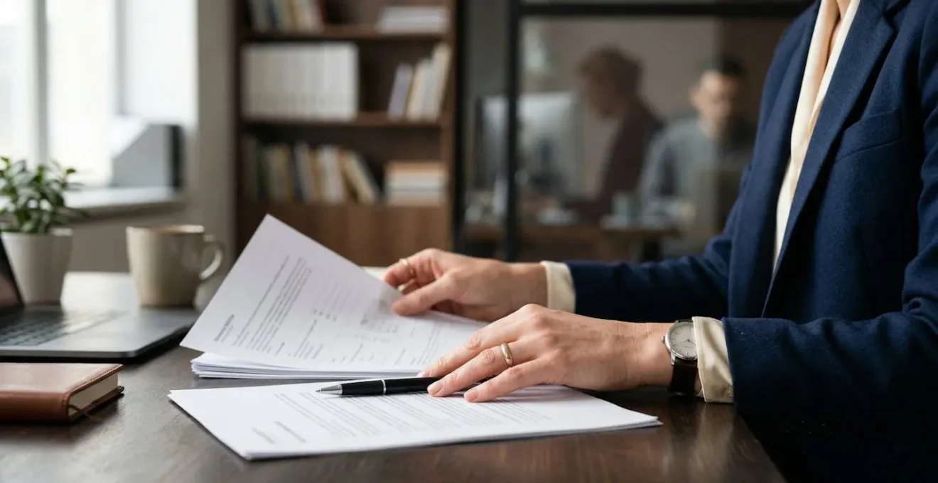 Bureau de dirigeant d'entreprise avec documents fiscaux professionnels
