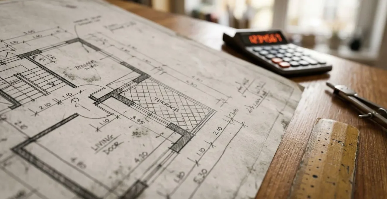 Illustration du calcul de surface pondérée pour un appartement avec terrasse en milieu urbain