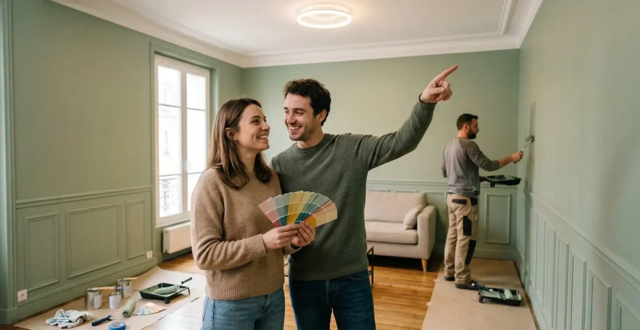 Intérieur d'appartement moderne avec travaux de rafraîchissement en cours
